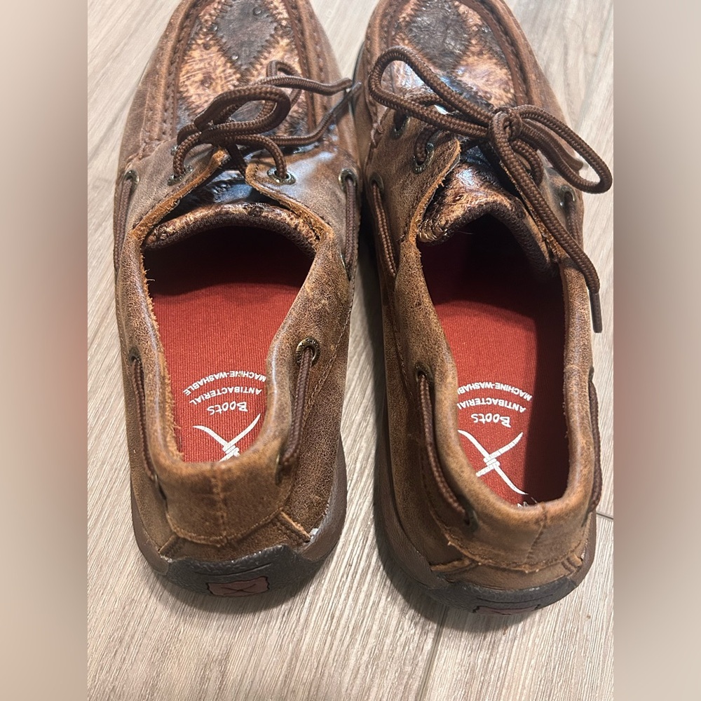 Twisted X Driving Moccasins Oil Saddle Ostrich/Bomber Ostrich Size 6.5M Lace Up - Picture 7 of 10